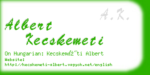 albert kecskemeti business card